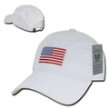 Patriotic USA American Flag Embroidered Relaxed Polo Baseball Dad Caps Hats-White-