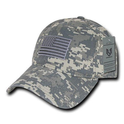 Patriotic USA American Team Tonal Flag Washed Cotton Polo Dad Caps Hats-ACU-