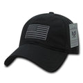 Patriotic USA American Team Tonal Flag Washed Cotton Polo Dad Caps Hats-Black-
