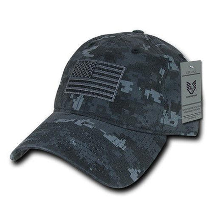 Patriotic USA American Team Tonal Flag Washed Cotton Polo Dad Caps Hats-NTG-