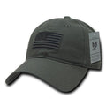 Patriotic USA American Team Tonal Flag Washed Cotton Polo Dad Caps Hats-Olive-