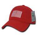 Patriotic USA American Team Tonal Flag Washed Cotton Polo Dad Caps Hats-Red-