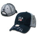 Patriotic USA Flag 1776 America Vintage Feel Distressed Baseball Dad Caps Hats-Navy - Great Lake-