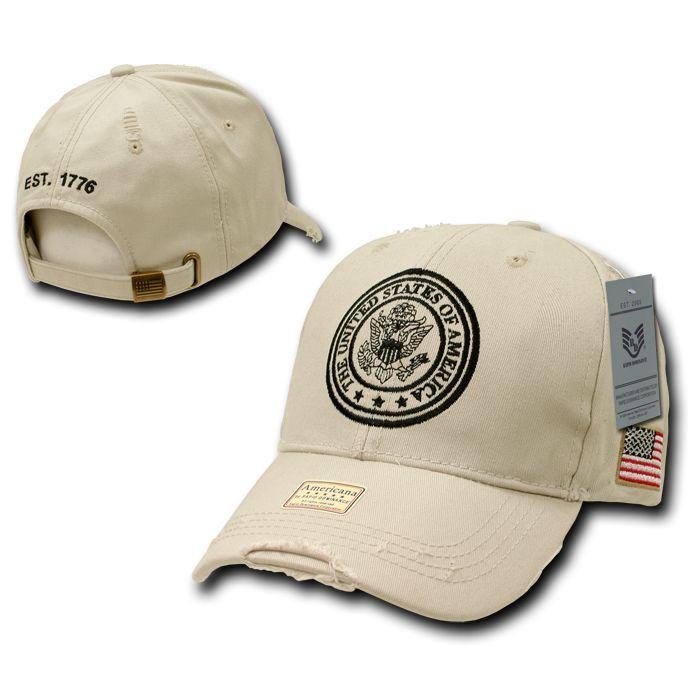 Patriotic USA Flag 1776 America Vintage Feel Distressed Baseball Dad Caps Hats-Stone - Douglas-
