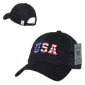 Patriotic USA Flag Embroidered Relaxed Cotton Polo Baseball Dad Caps Hats-Black-