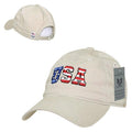 Patriotic USA Flag Embroidered Relaxed Cotton Polo Baseball Dad Caps Hats-Stone-