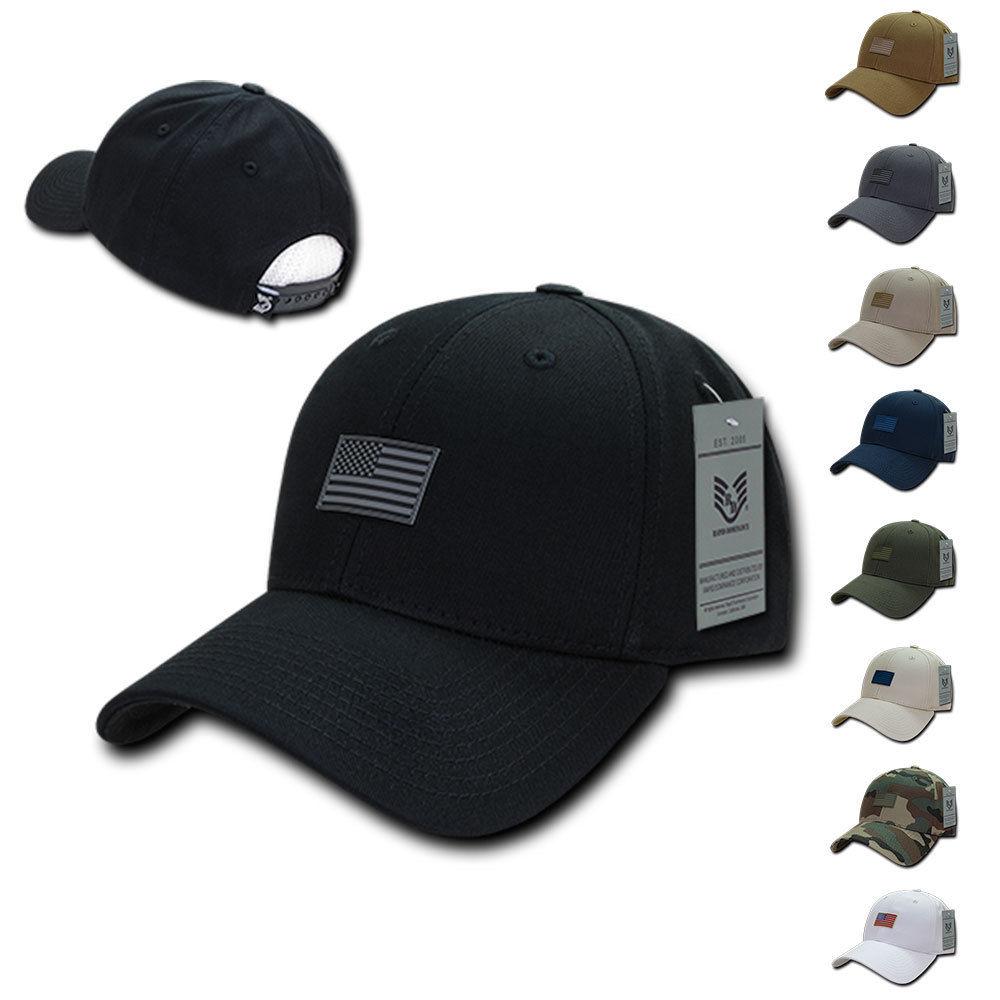 Patriotic USA Flag (Rubber) Structured Baseball Cotton Snapback Ball Caps Hats-Black-
