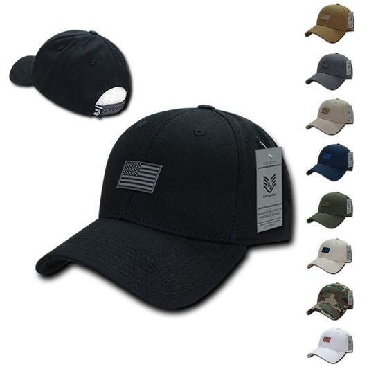 Patriotic USA Flag (Rubber) Structured Baseball Cotton Snapback Ball Caps Hats-Black-