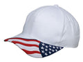 Patriotic USA US Flag Stars Racing 6 Panel Baseball Cotton Hats Caps-White-