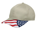 Patriotic USA US Flag Stars Racing 6 Panel Baseball Cotton Hats Caps-Khaki-