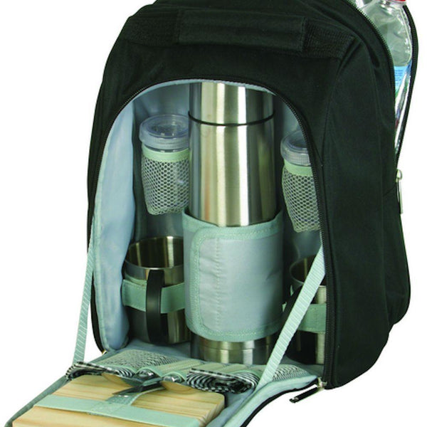 Picnic Coffee Travel Bag Set for Two People Mugs Spoons Stainless Steel Thermos