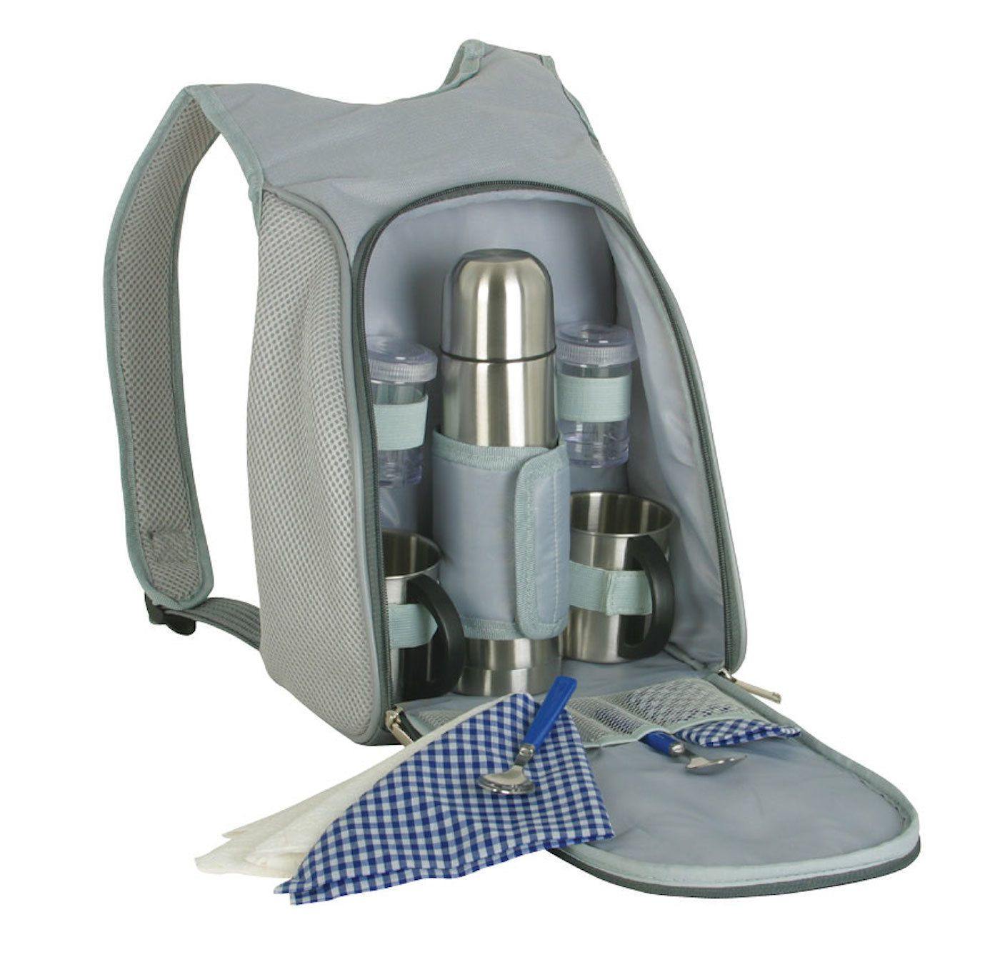 Picnic Coffee Travel Bag Set For Two People Mugs Spoons Stainless Steel Thermos-