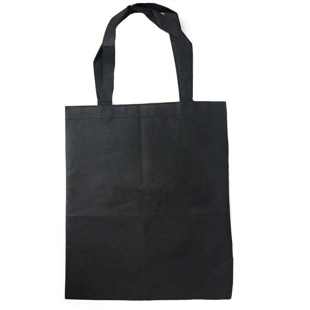 Plain Reusable Grocery Shopping Tote Bags Recycled Eco Friendly 15inch-Black-