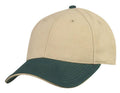 Brushed Cotton Sandwich 6 Panel Low Crown Baseball Hats Caps Plain Two Tone-DARK GREEN / KHAKI-