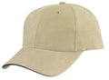 Brushed Cotton Sandwich 6 Panel Low Crown Baseball Hats Caps Plain Two Tone-KHAKI / BLACK-