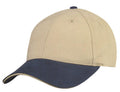 Brushed Cotton Sandwich 6 Panel Low Crown Baseball Hats Caps Plain Two Tone-NAVY/KHAKI-