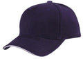 Brushed Cotton Sandwich 6 Panel Low Crown Baseball Hats Caps Plain Two Tone-NAVY/WHITE-