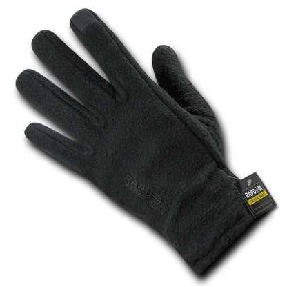 Polar Fleece Winter Thumb Fingertip Touch-Screen Compatible Gloves-Black-Small-
