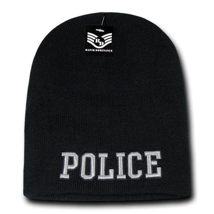 Police Fire Dept Security Border Patrol Sheriff Short Beanies Knit Caps Winter-Fire Department - Navy-