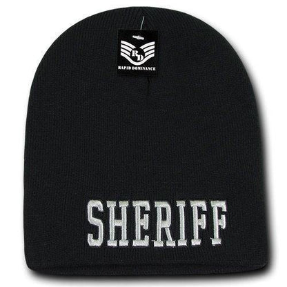 Police Fire Dept Security Border Patrol Sheriff Short Beanies Knit Caps Winter-Fire Department - Navy-