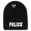 Police Fire Dept Security Border Patrol Sheriff Short Beanies Knit Caps Winter-Police - Black-