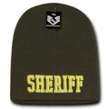 Police Fire Dept Security Border Patrol Sheriff Short Beanies Knit Caps Winter-Sheriff - Olive-