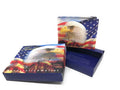 100 LOT Printed Designs Bifold Wallets In Gift Box Cash Card Id Slots Mens Womens Youth Wholesale-EAGLE FLAG-