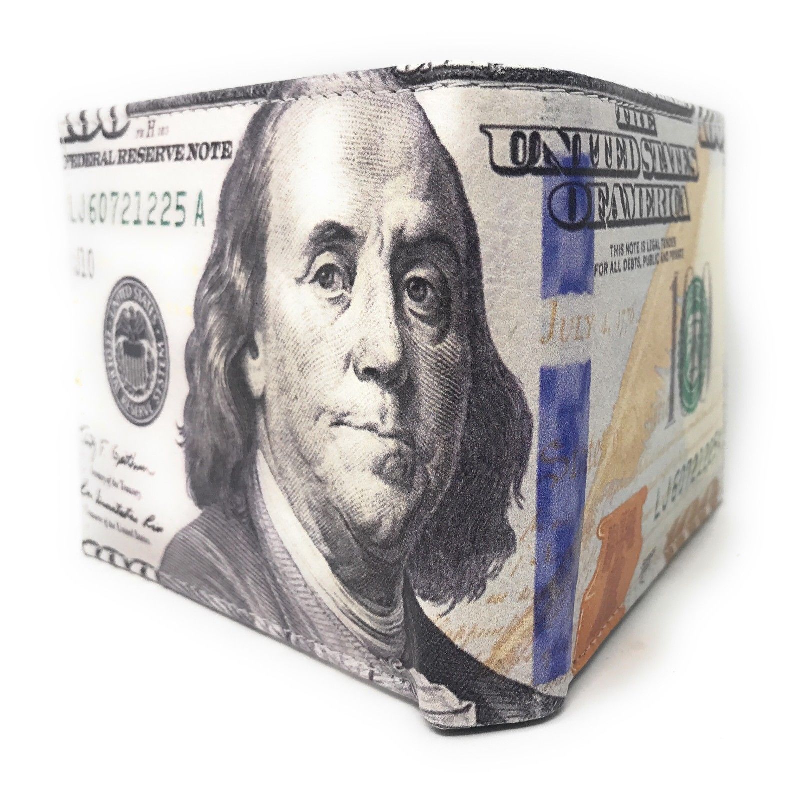 Printed Designs Bifold Wallets In Gift Box Cash Card Id Slots Mens Womens Youth-US 100 DOLLARS-