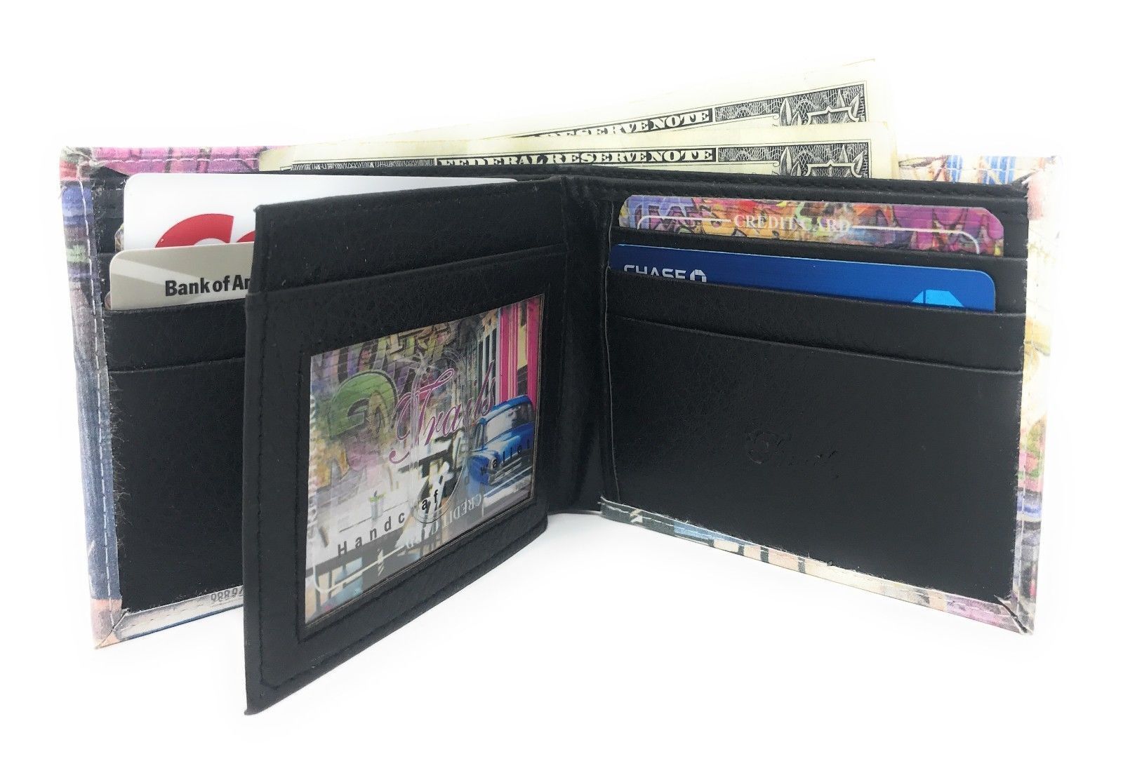 Printed Designs Bifold Wallets In Gift Box Cash Card Id Slots Mens Womens Youth-US 100 DOLLARS-
