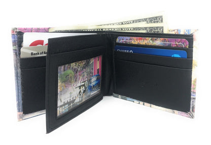 Printed Designs Bifold Wallets In Gift Box Cash Card Id Slots Mens Womens Youth-US 100 DOLLARS-