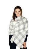Casaba Blanket Style Striped Scarves Warm Winter Wraps Shawls Unisex Mens Womens-White-Blanket-Stripes-