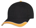 Racing Sandwich 6 Panel Low Crown Baseball Hats Caps Two Tone Brushed Cotton-Black/Gold-