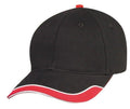 Racing Sandwich 6 Panel Low Crown Baseball Hats Caps Two Tone Brushed Cotton-Black/Red-
