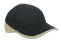 Racing Baseball Hats Caps Sandwich Brushed Cotton 6 Panel Low Crown Two Tone-Black/Khaki-