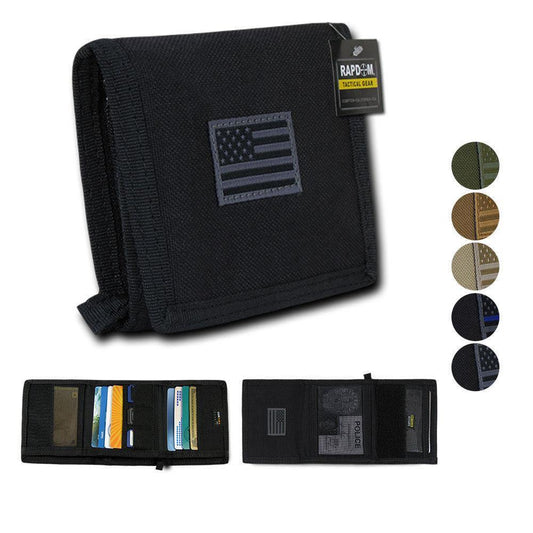 RAPDOM Men'S Tri-Fold Wallet Tactical Non Stick Id Window 18 Compartment/Pocket-Black-