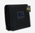 RAPDOM Men'S Tri-Fold Wallet Tactical Non Stick Id Window 18 Compartment/Pocket-Thin Blue line - Black-