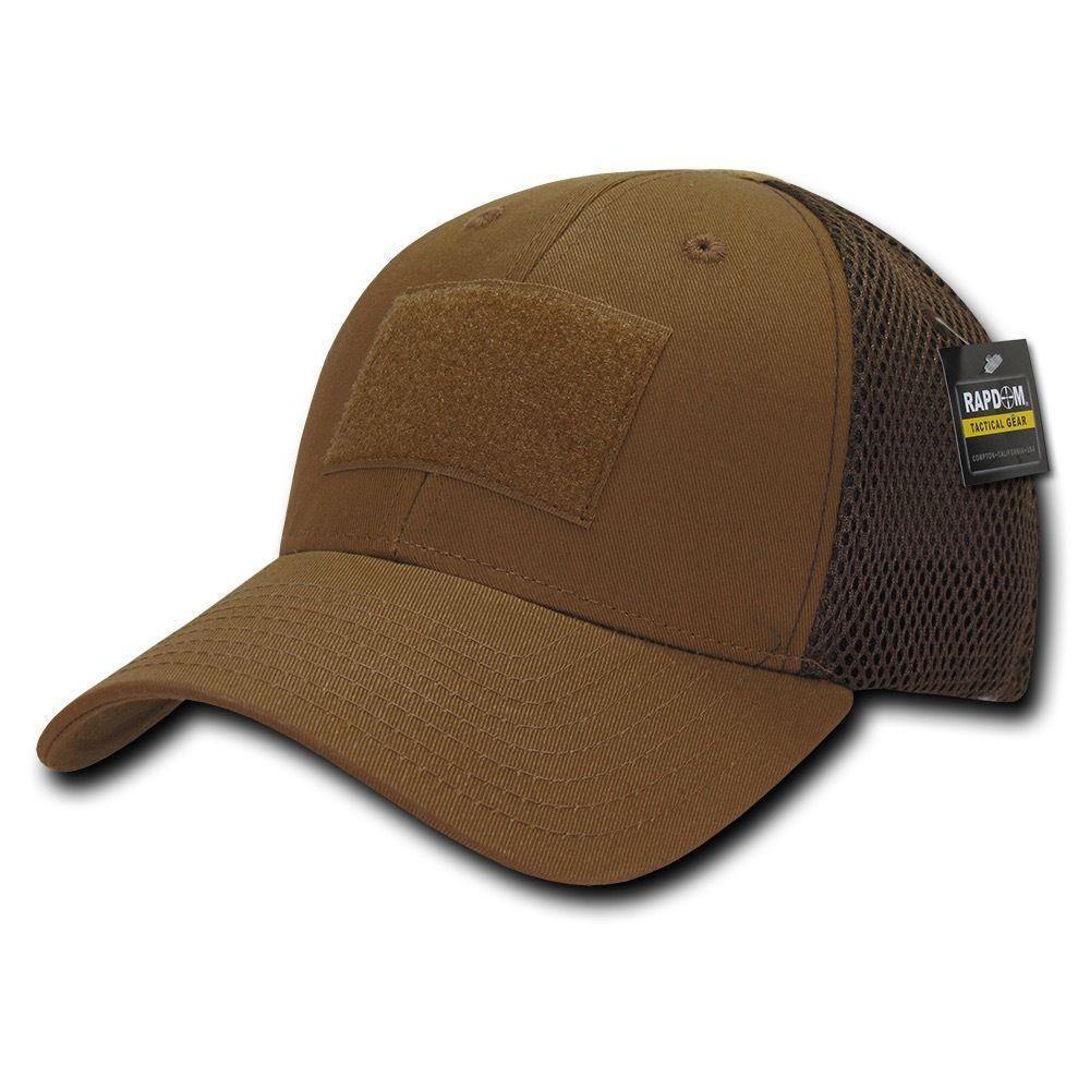 Rapdom Military Operator Tactical Air Mesh Flex Low Crown Duty Patch Caps Hats-COYOTE-