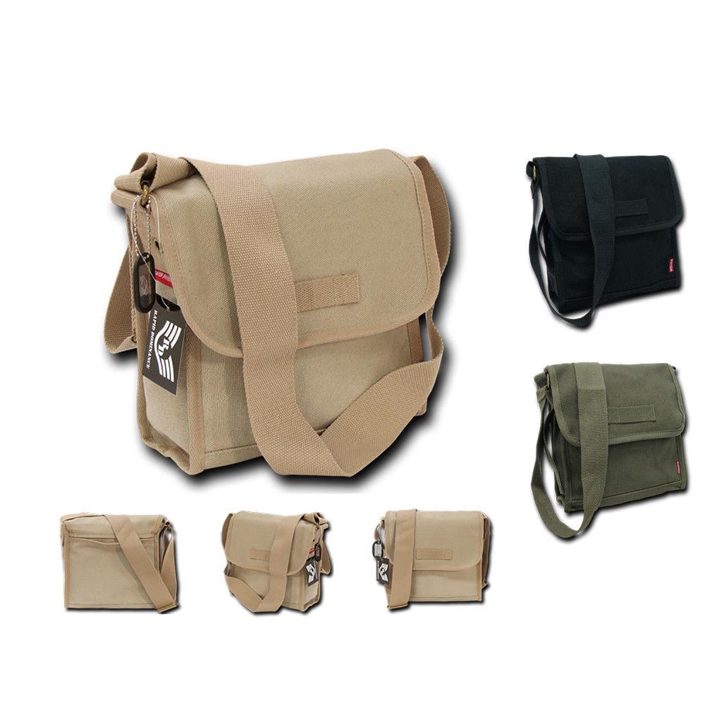 Rapdom Tactical Field Shoulder Messenger Satchel Compact Tote US Army Style Bags-Black-
