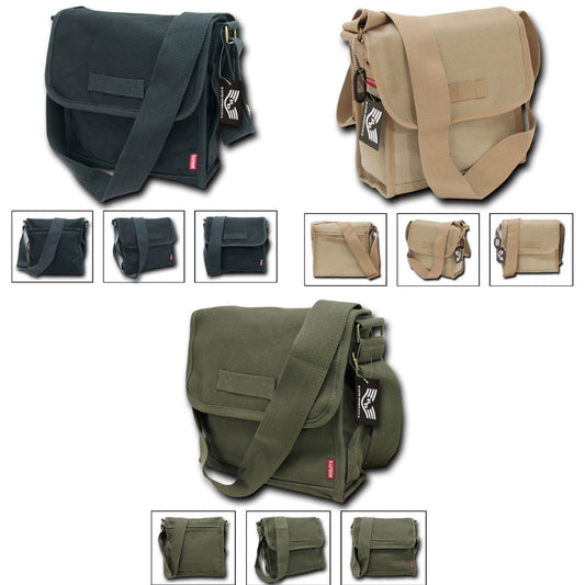 Rapdom Tactical Field Shoulder Messenger Satchel Compact Tote US Army Style Bags-Black-