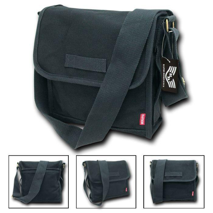 Rapdom Tactical Field Shoulder Messenger Satchel Compact Tote US Army Style Bags-Black-