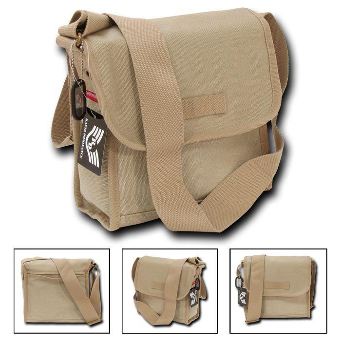 Rapdom Tactical Field Shoulder Messenger Satchel Compact Tote US Army Style Bags-Khakhi-