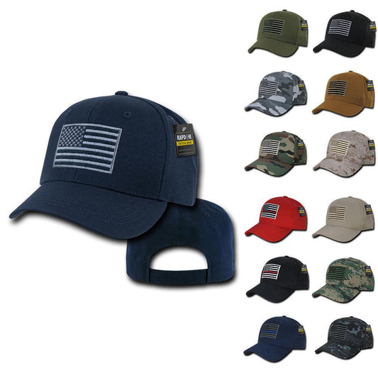 Rapdom USA American Flag Tbl Trl Tactical Operator Cotton Baseball Hats Caps-BLACK-