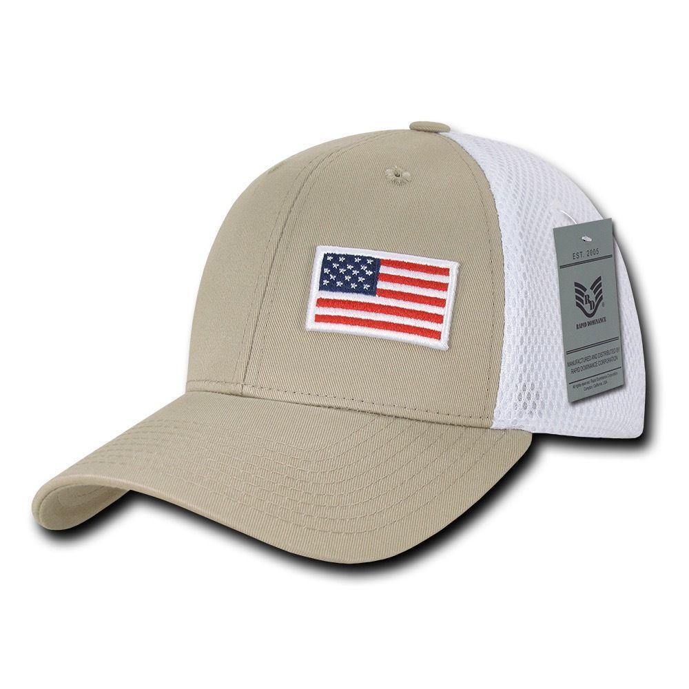 Rapid Aero Foam Flex USA Flag Military Mesh Baseball Cotton Caps Hats-USA- BLACK-