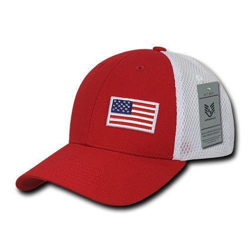 Rapid Aero Foam Flex USA Flag Military Mesh Baseball Cotton Caps Hats-USA- BLACK-