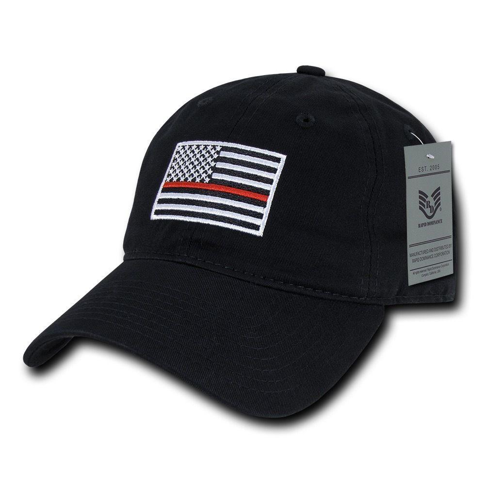 Rapid Dominance Ems Fire Department Thin Red Line US Flag Baseball Dad Caps Hats-Black-