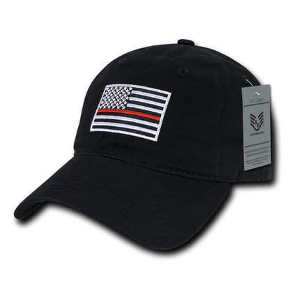 Rapid Dominance Ems Fire Department Thin Red Line US Flag Baseball Dad Caps Hats-Black-