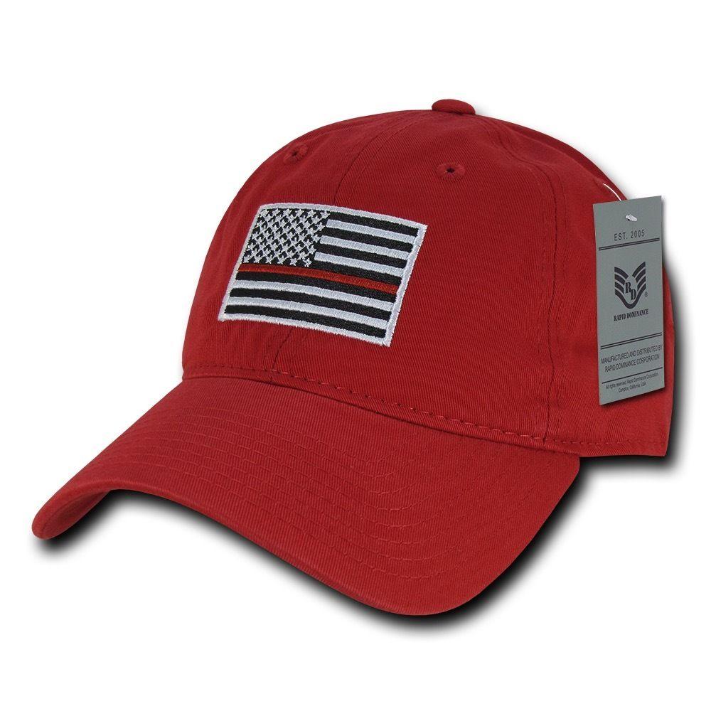 Rapid Dominance Ems Fire Department Thin Red Line US Flag Baseball Dad Caps Hats-Black-