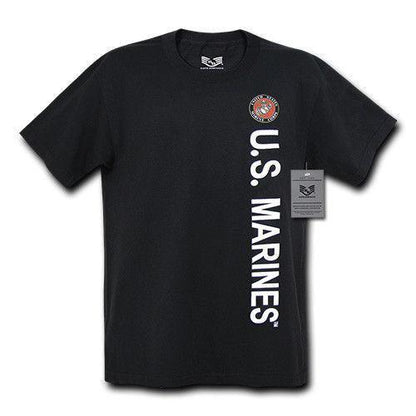 Rapid Dominance Licensed Military Cotton Screen Printed T-Shirts Tees-Marine- Black-Small-
