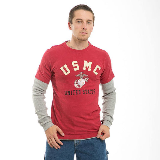 Rapid Dominance Men Long Sleeve Layered Tee Military Marine Army T-Shirts Tees-Regular-Small-ARMY- BLACK