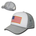 Rapid Dominance Patriotic USA Flag Classic Foam Mesh Trucker Caps Hats-USA-Grey-